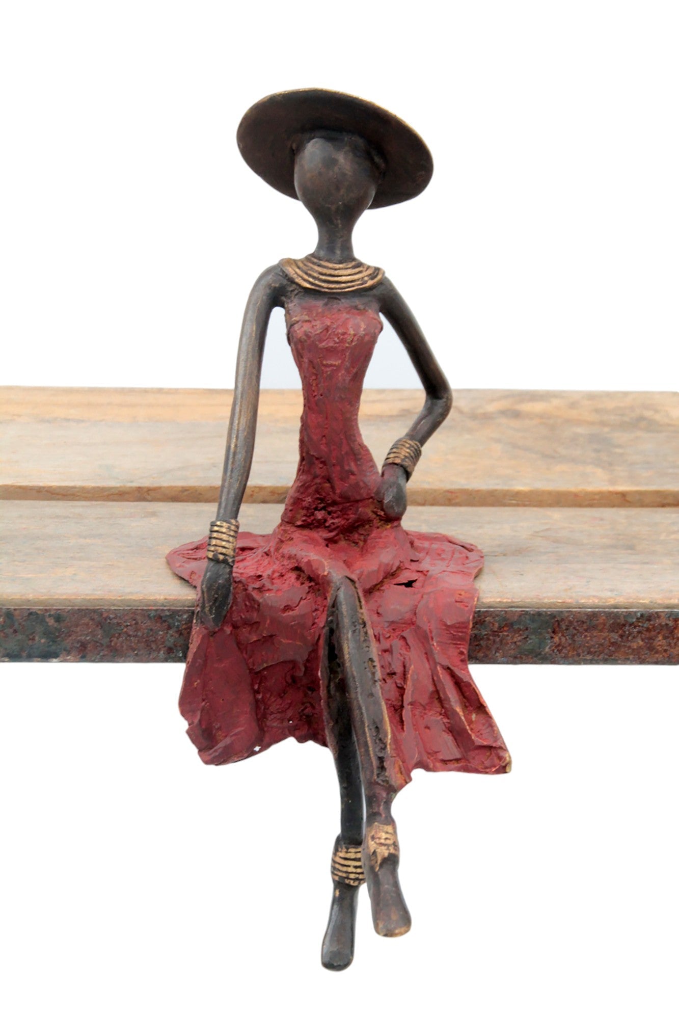 Bronze assis 25 cm rouge n°23 Bronzes d'Afrique
