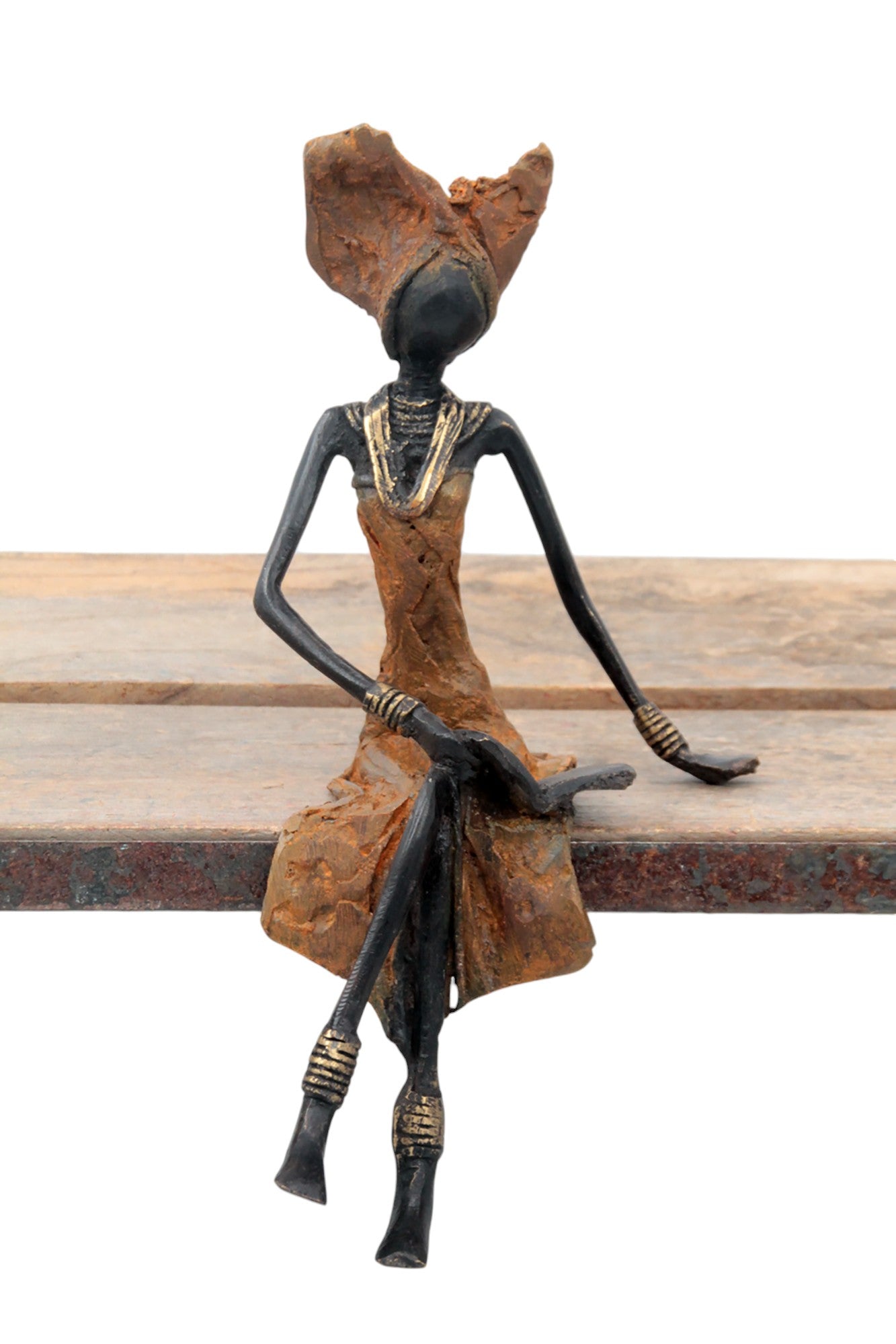 Bronze assis 25 cm marron n°12