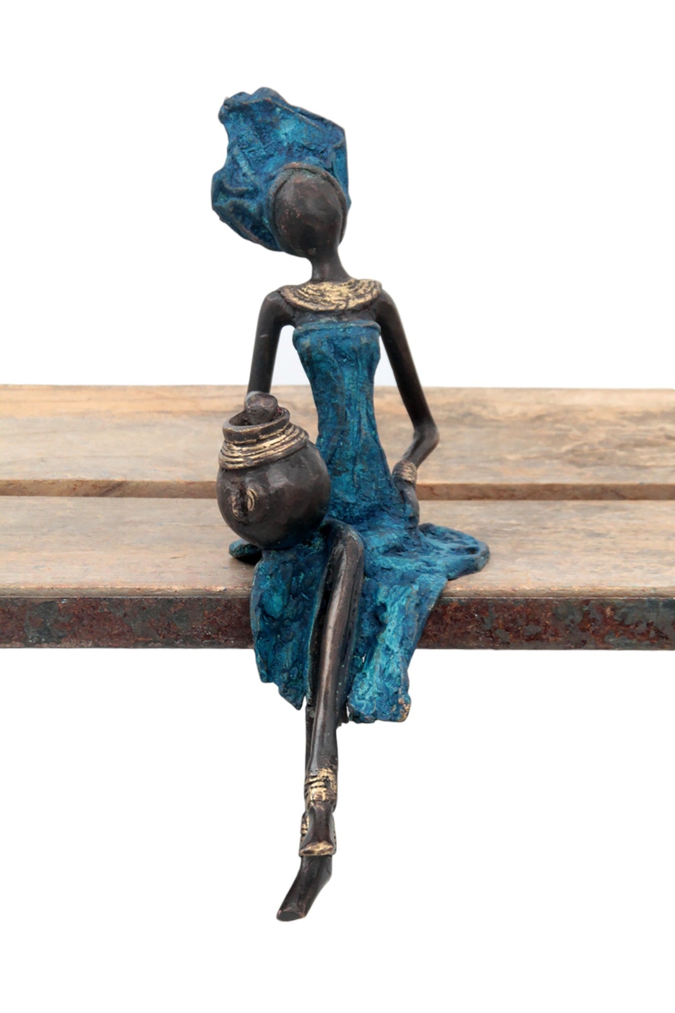Bronze assis 25 cm bleu n°5