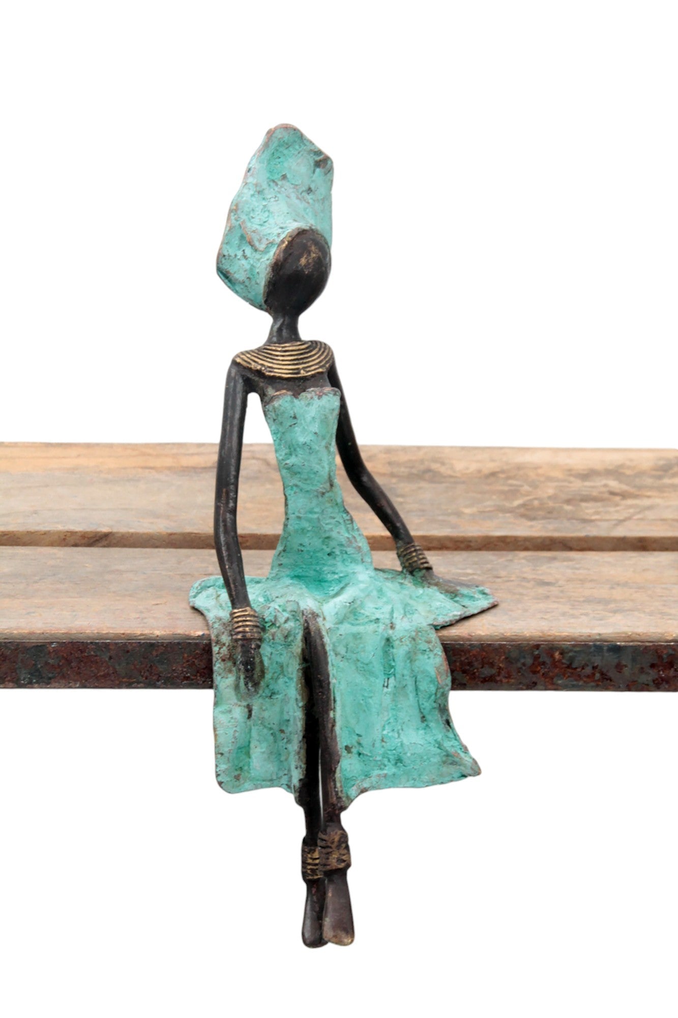 Bronze assis 25 cm turquoise n°5