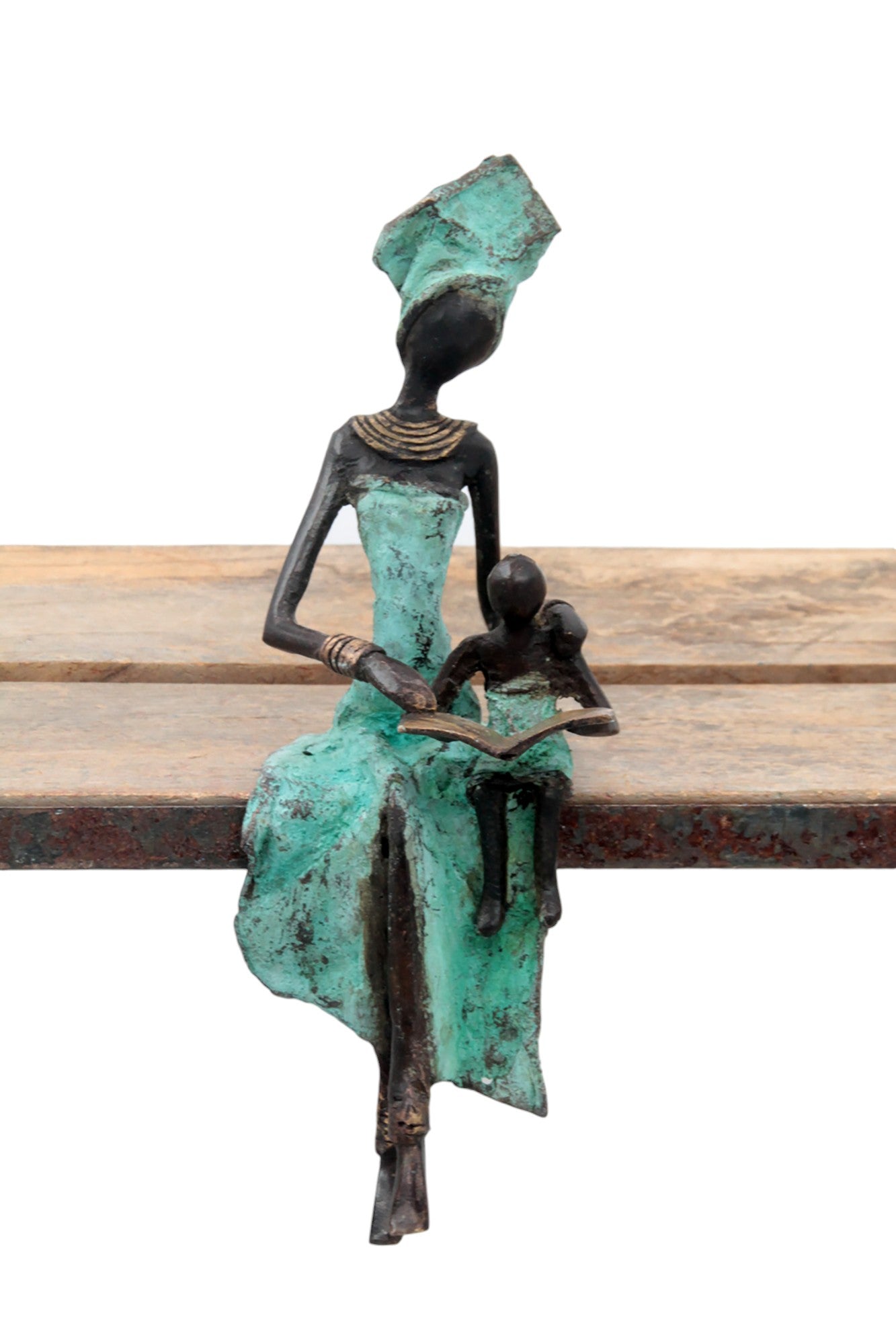 Bronze assis 25 cm turquoise n°11