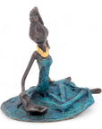 Bronze assis au sol 25 cm bleu n°7