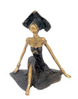 Bronze assis au sol 55 cm noir et doré n°1 Bronzes d'Afrique