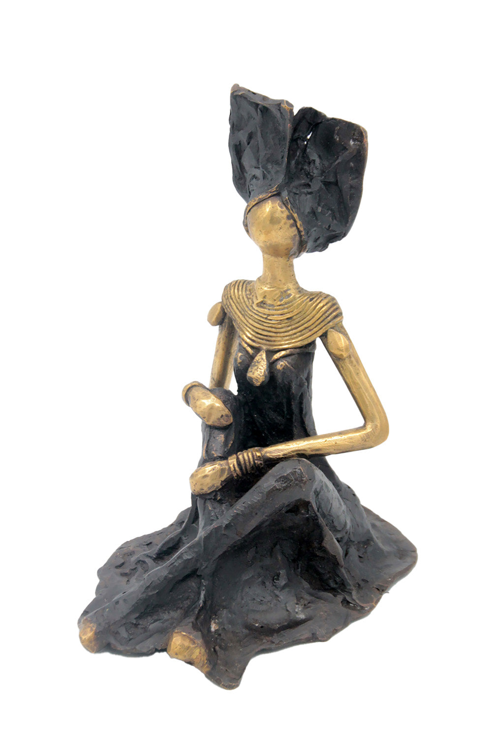 Bronze assis au sol 55 cm noir et doré n°2 Bronzes d'Afrique