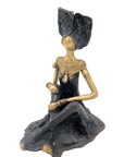 Bronze assis au sol 55 cm noir et doré n°2 Bronzes d'Afrique