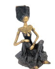 Bronze assis au sol 55 cm noir et doré n°2 Bronzes d'Afrique