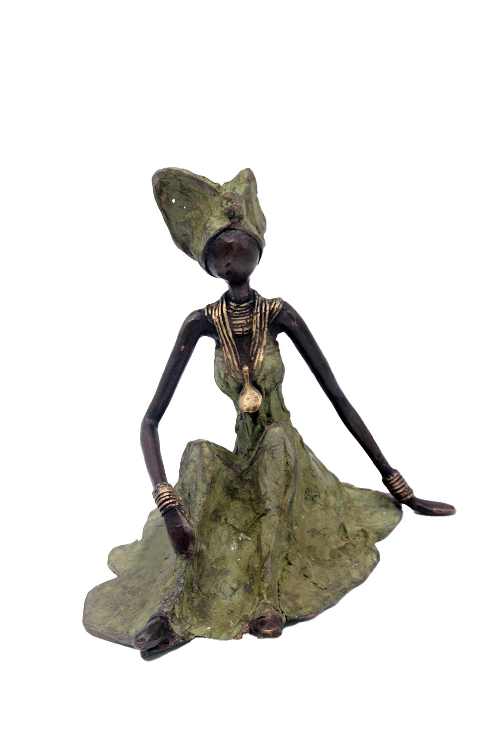 Bronze assis au sol 55 cm vert n°1 Bronzes d'Afrique