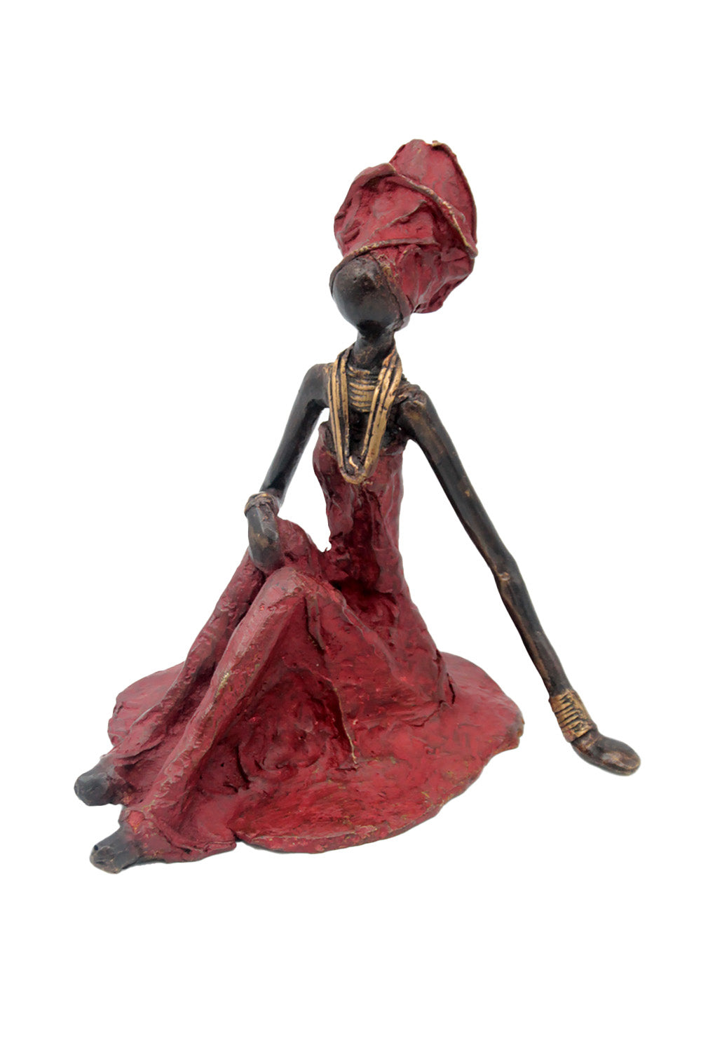 Bronze assis au sol 55 cm rouge n°1 Bronzes d'Afrique