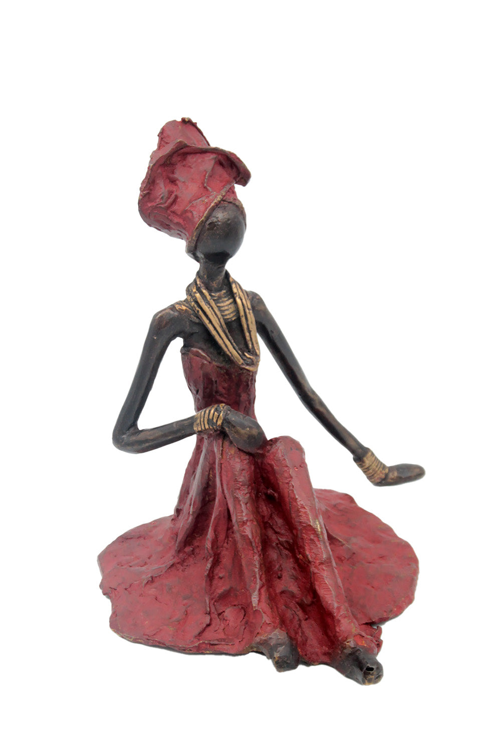 Bronze assis au sol 55 cm rouge n°1 Bronzes d'Afrique