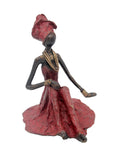 Bronze assis au sol 55 cm rouge n°1 Bronzes d'Afrique