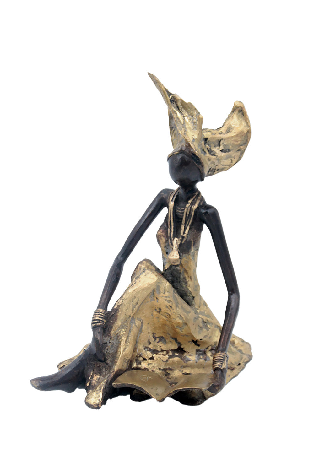 Bronze assis au sol 55 cm doré n°1 Bronzes d'Afrique