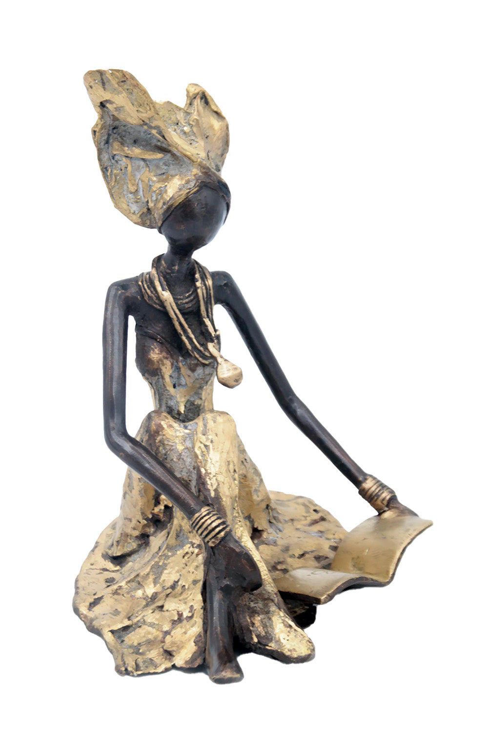Bronze assis au sol 55 cm doré n°1 Bronzes d'Afrique