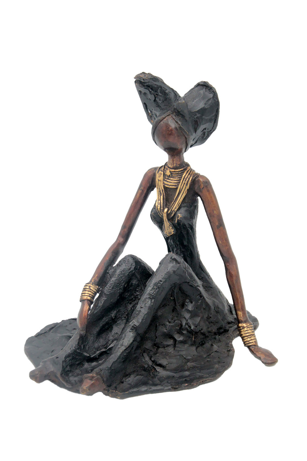 Bronze assis au sol 55 cm noir n°2 Bronzes d'Afrique