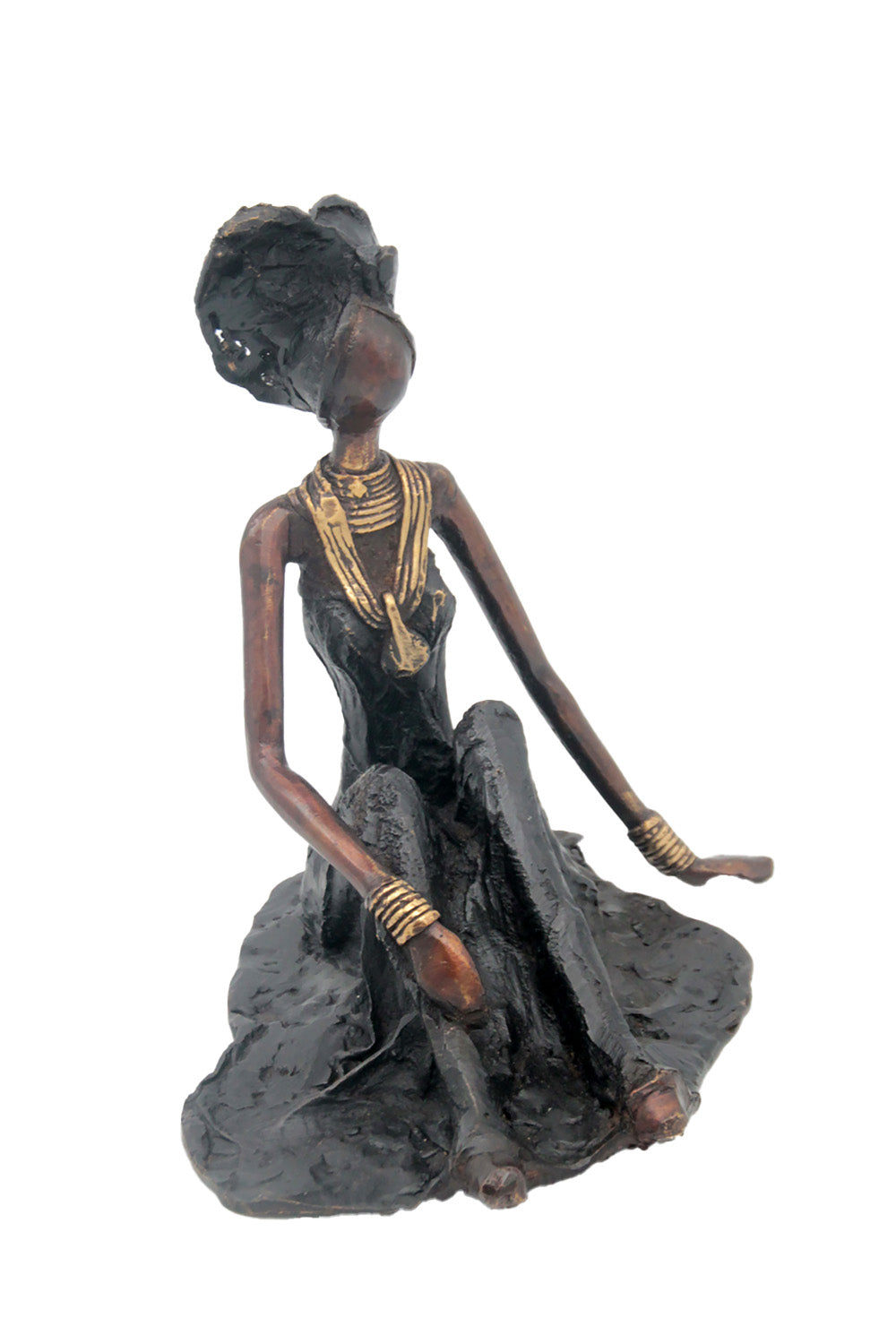Bronze assis au sol 55 cm noir n°2 Bronzes d'Afrique