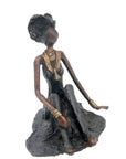 Bronze assis au sol 55 cm noir n°2 Bronzes d'Afrique