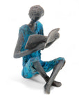 Bronze assis à poser 25 cm bleu n°5