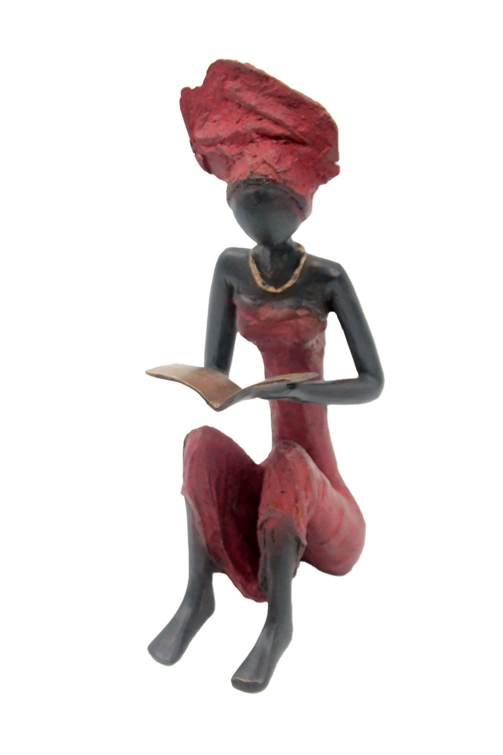 Bronze assis à poser 55 cm rouge n°3 Bronzes d'Afrique