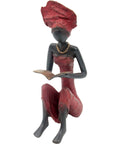 Bronze assis à poser 55 cm rouge n°3 Bronzes d'Afrique