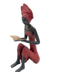 Bronze assis à poser 55 cm rouge n°3 Bronzes d'Afrique