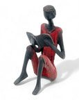 Bronze assis à poser 25 cm rouge n°12