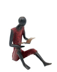 Bronze assis à poser 55 cm rouge n°4 Bronzes d'Afrique