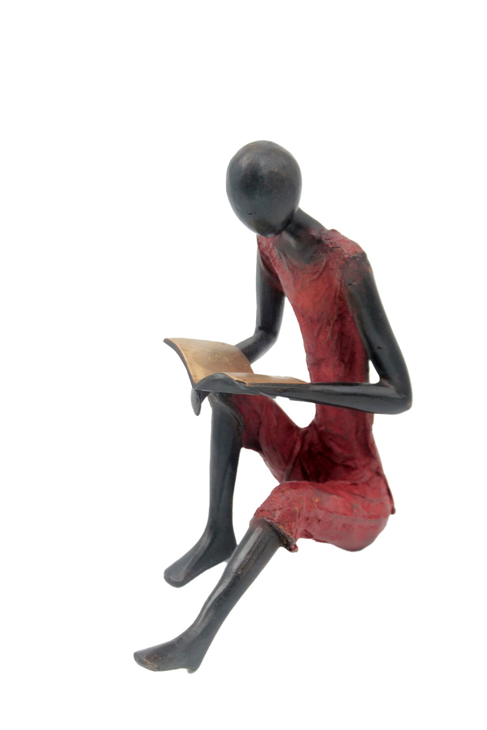 Bronze assis à poser 55 cm rouge n°4 Bronzes d'Afrique
