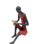 Bronze assis à poser 55 cm rouge n°4 Bronzes d'Afrique