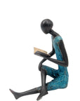 Bronze assis à poser 55 cm bleu n°1 Bronzes d'Afrique