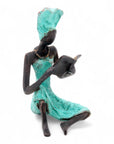 Bronze assis à poser 25 cm vert n°11