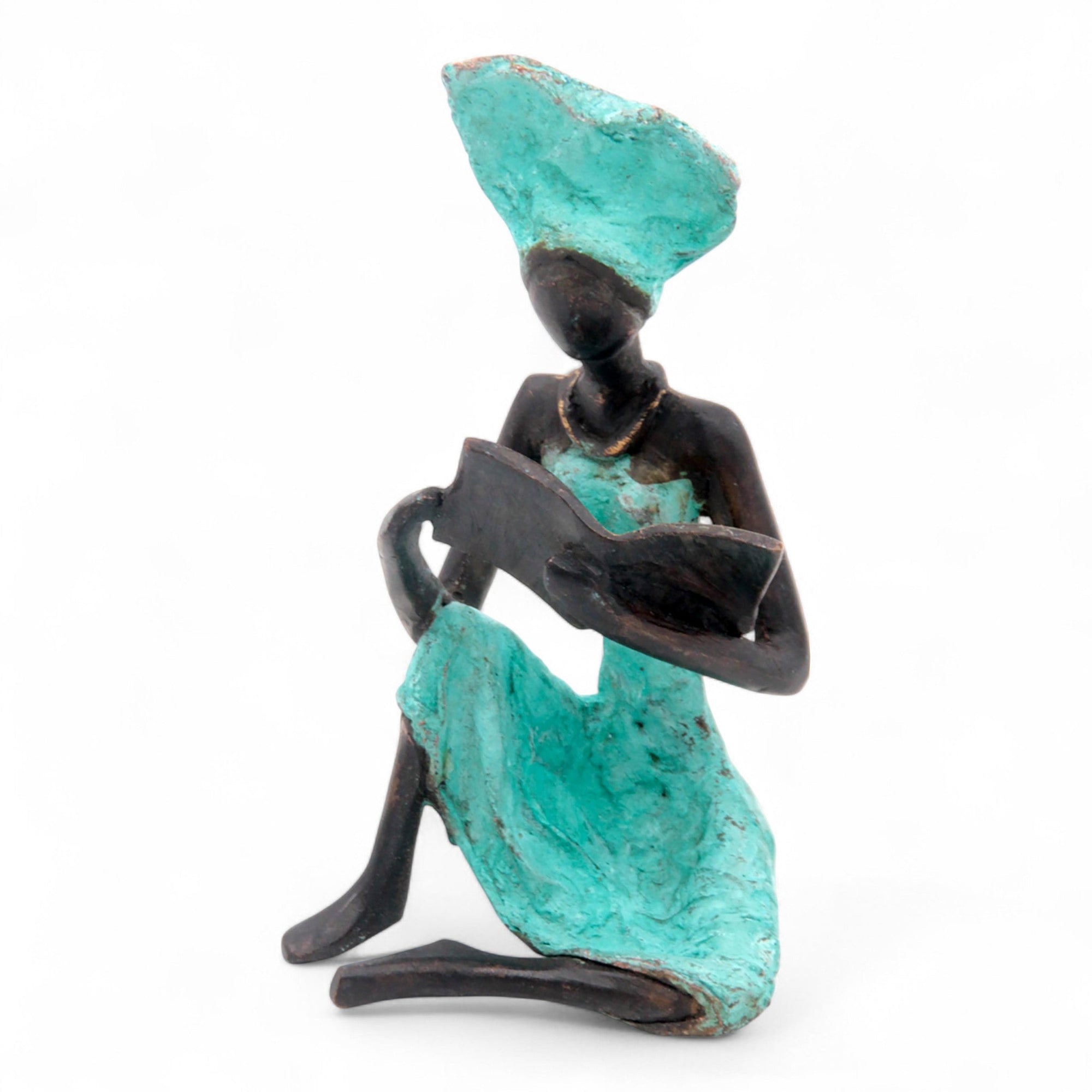 Bronze assis à poser 25 cm vert n°11