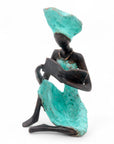 Bronze assis à poser 25 cm vert n°11