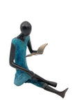Bronze assis à poser 55 cm bleu n°1 Bronzes d'Afrique