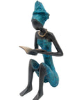 Bronze assis à poser 55 cm bleu n°2 Bronzes d'Afrique