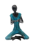 Bronze assis à poser 55 cm bleu n°3 Bronzes d'Afrique