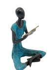 Bronze assis à poser 55 cm bleu n°3 Bronzes d'Afrique