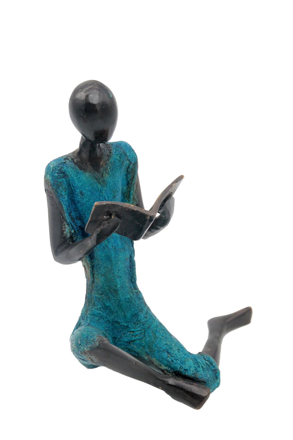 Bronze assis à poser 55 cm bleu n°4 Bronzes d'Afrique