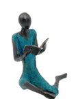 Bronze assis à poser 55 cm bleu n°4 Bronzes d'Afrique