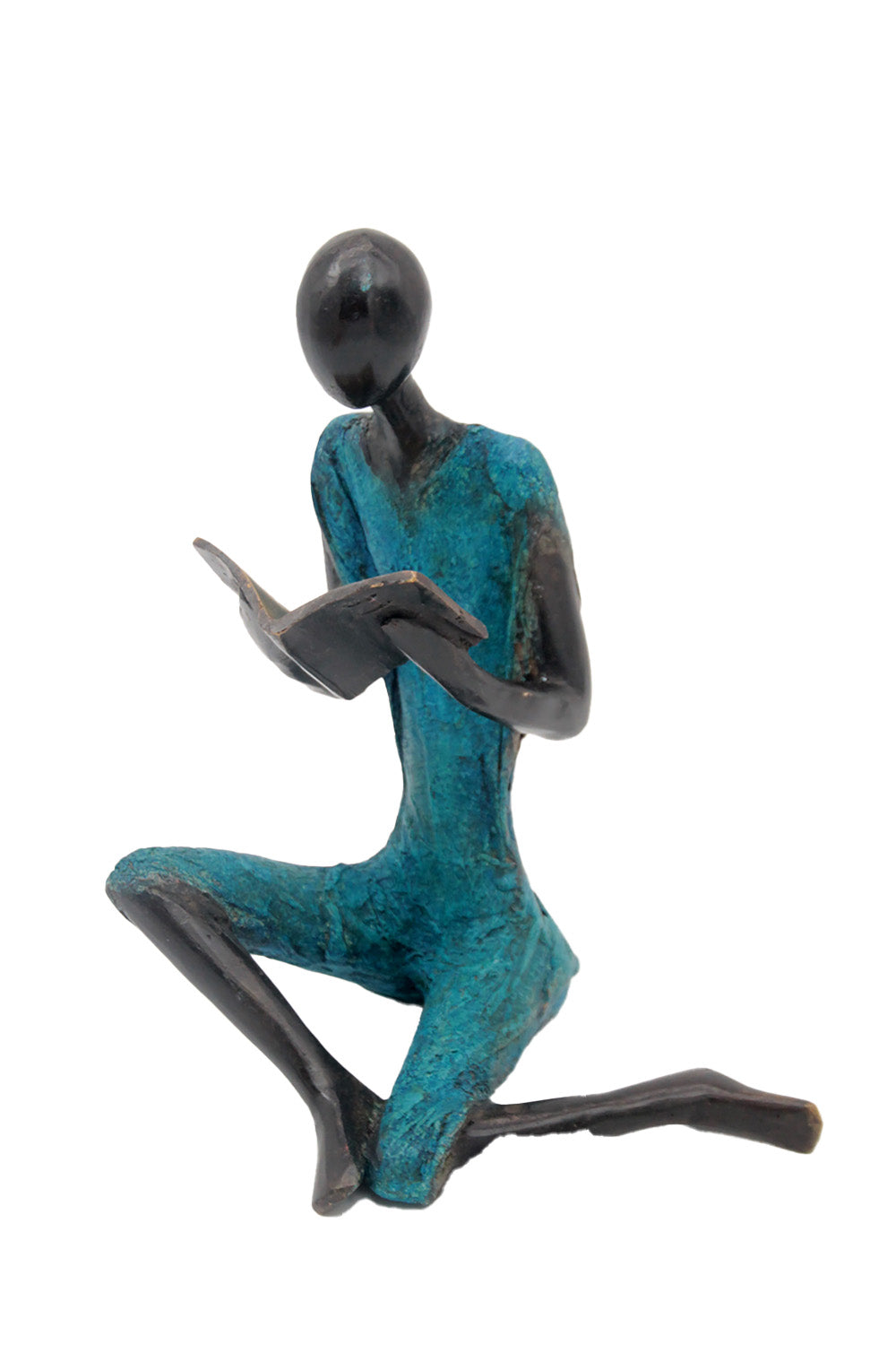 Bronze assis à poser 55 cm bleu n°4 Bronzes d'Afrique