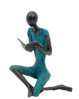 Bronze assis à poser 55 cm bleu n°4 Bronzes d'Afrique