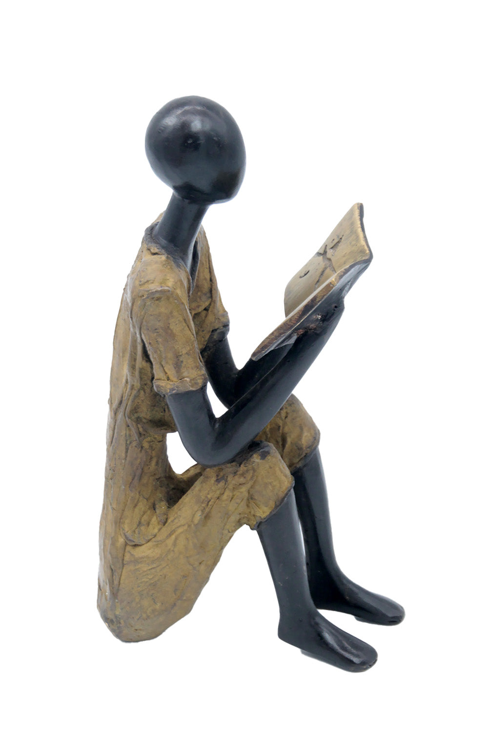 Bronze assis à poser 55 cm vert n°2 Bronzes d'Afrique