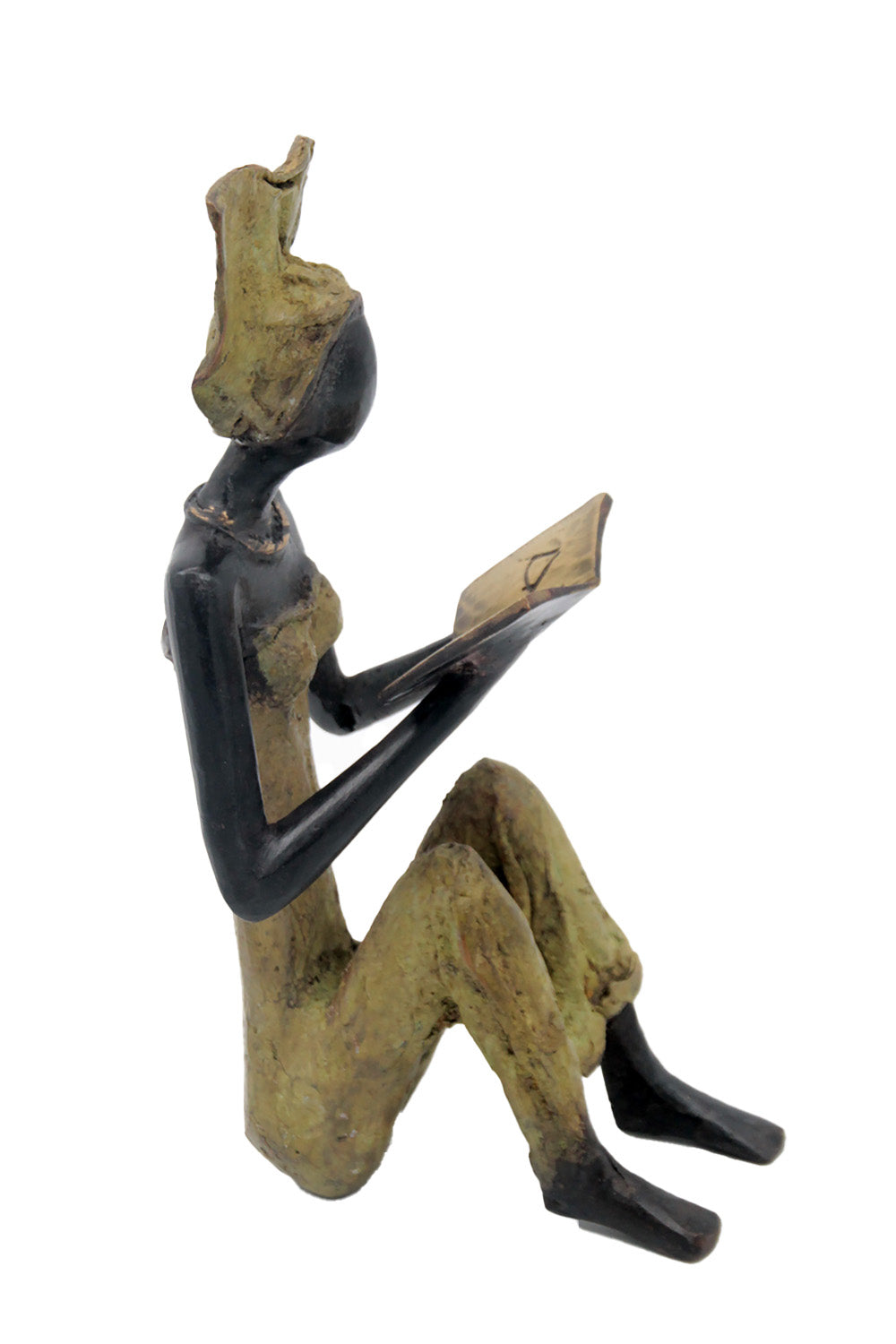 Bronze assis à poser 55 cm vert n°3 Bronzes d'Afrique