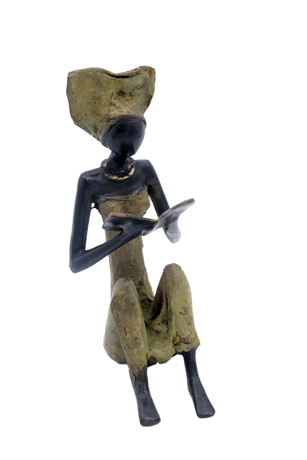 Bronze assis à poser 55 cm vert n°3 Bronzes d'Afrique