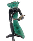 Bronze assis à poser 55 cm turquoise n°1 Bronzes d'Afrique