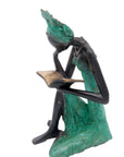 Bronze assis à poser 55 cm turquoise n°1 Bronzes d'Afrique