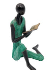 Bronze assis à poser 55 cm turquoise n°2 Bronzes d'Afrique