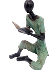 Bronze assis à poser 55 cm turquoise n°3 Bronzes d'Afrique