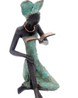 Bronze assis à poser 55 cm turquoise n°4 Bronzes d'Afrique