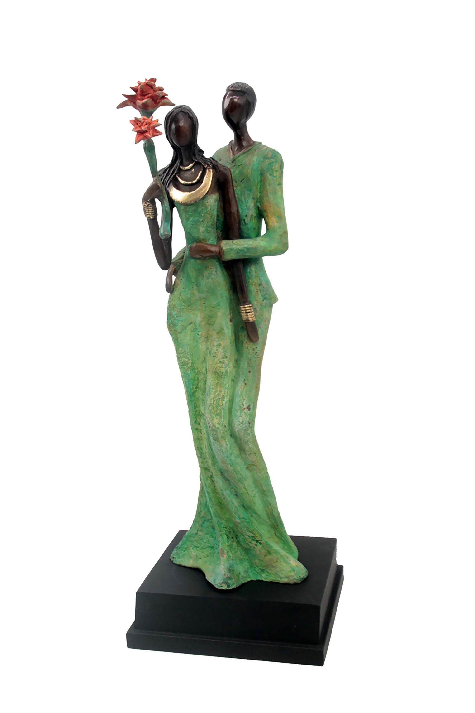 Bronze Issouf couple 55 cm vert n°1 Bronzes d'Afrique