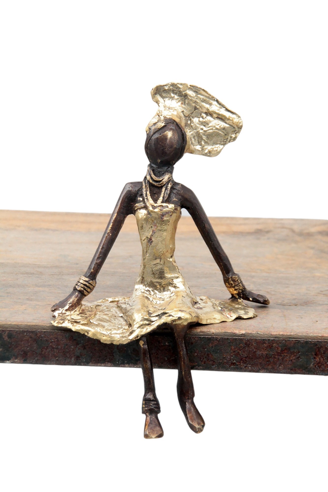 Bronze assis 15 cm doré n°6