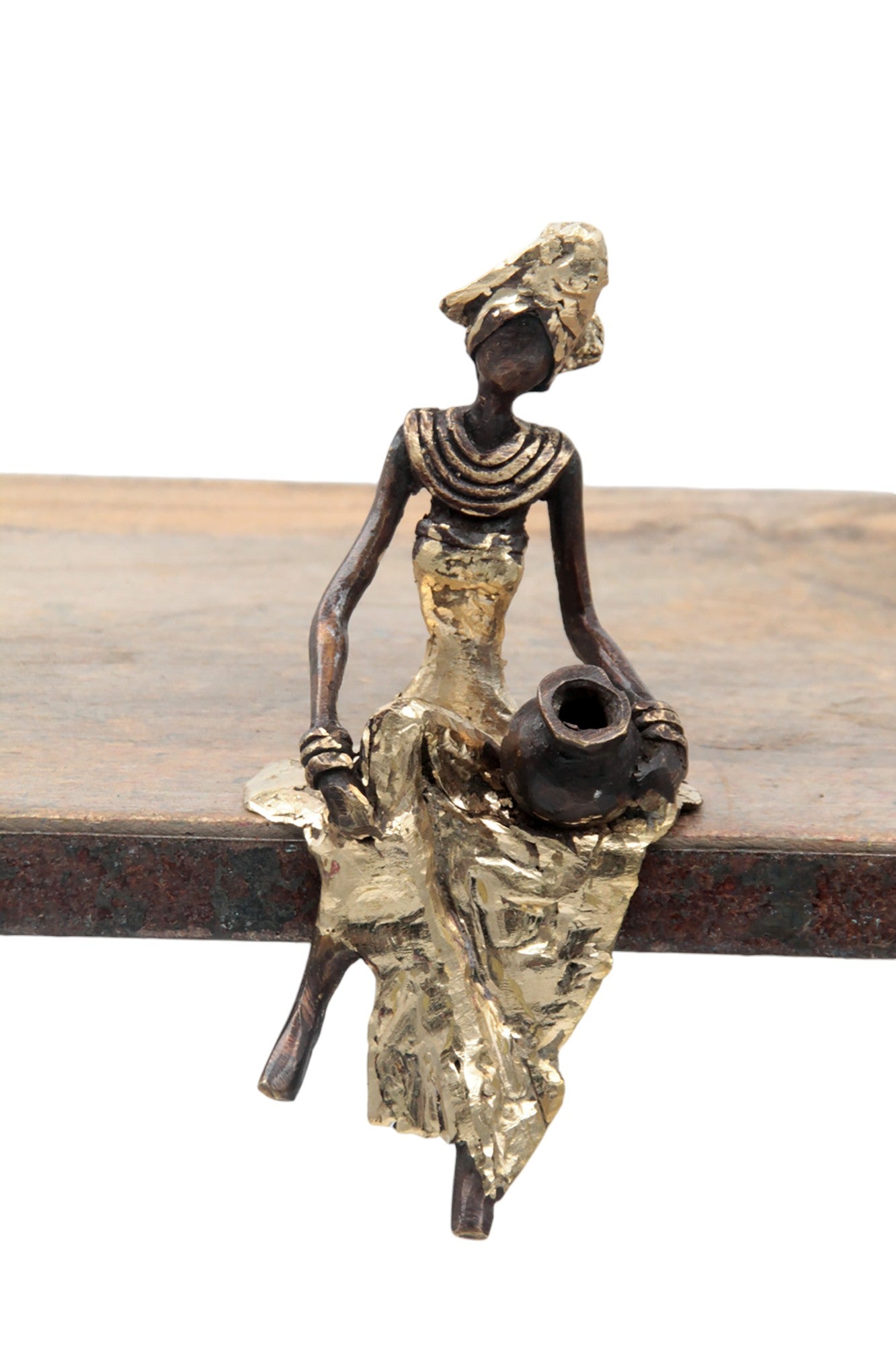 Bronze assis 15 cm doré n°8